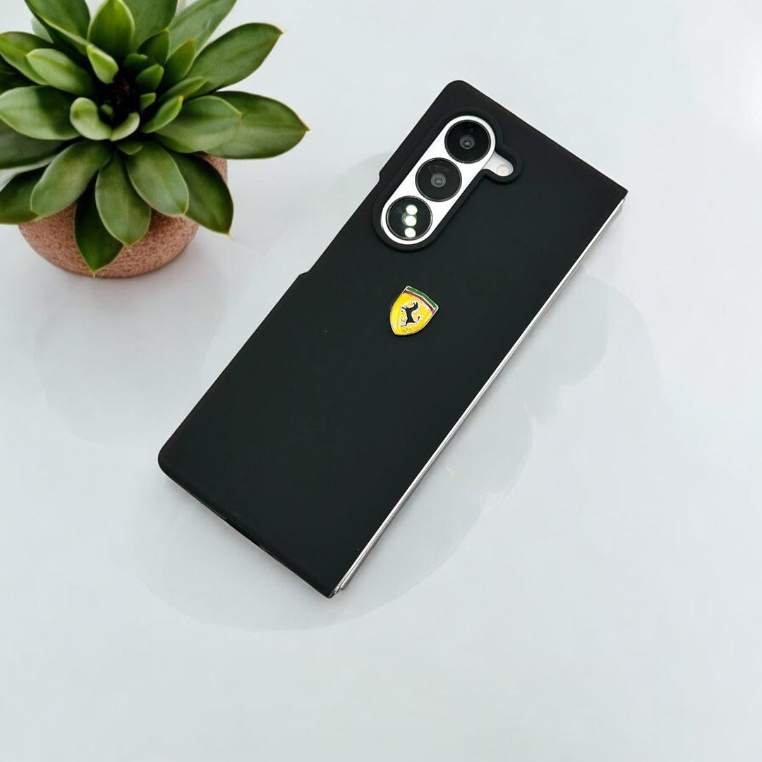 FRATO Fold 6 Collection Black Samsung Galaxy Z Fold 6 Matte Finish FR Sports Car Logo Design Case Cover