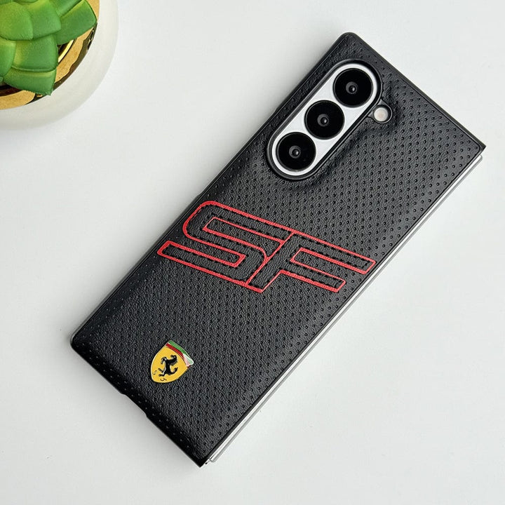 FRATO Fold 6 Collection Black Samsung Galaxy Z Fold 6 SF Sports Car Logo PU Leather Case Cover