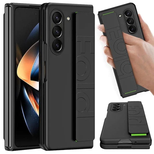 FRATO Fold 6 Collection Black Samsung Galaxy Z Fold 6 Silk Hard Shell Strap Holder Case