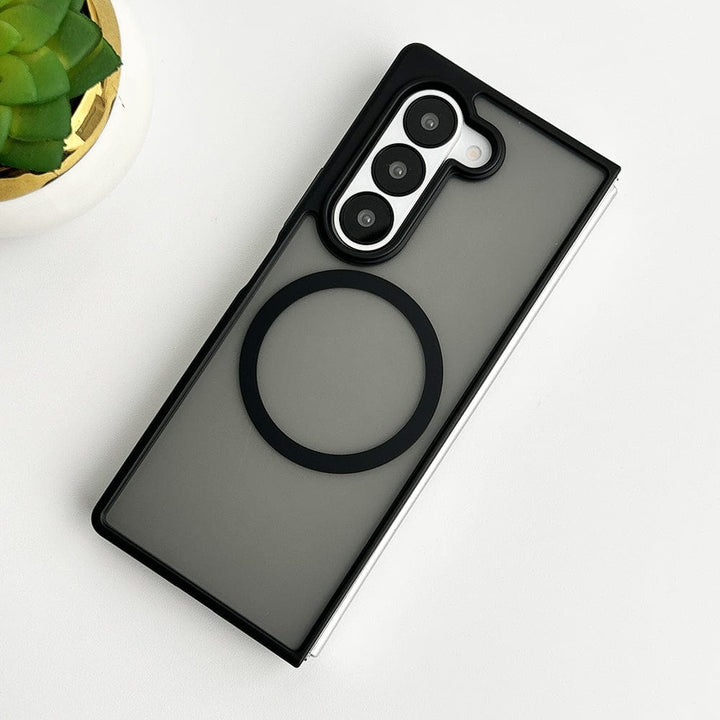 FRATO Fold 6 Collection Black Samsung Galaxy Z Fold 6 Smoke Frosted Case With Magnetic Charging Ring