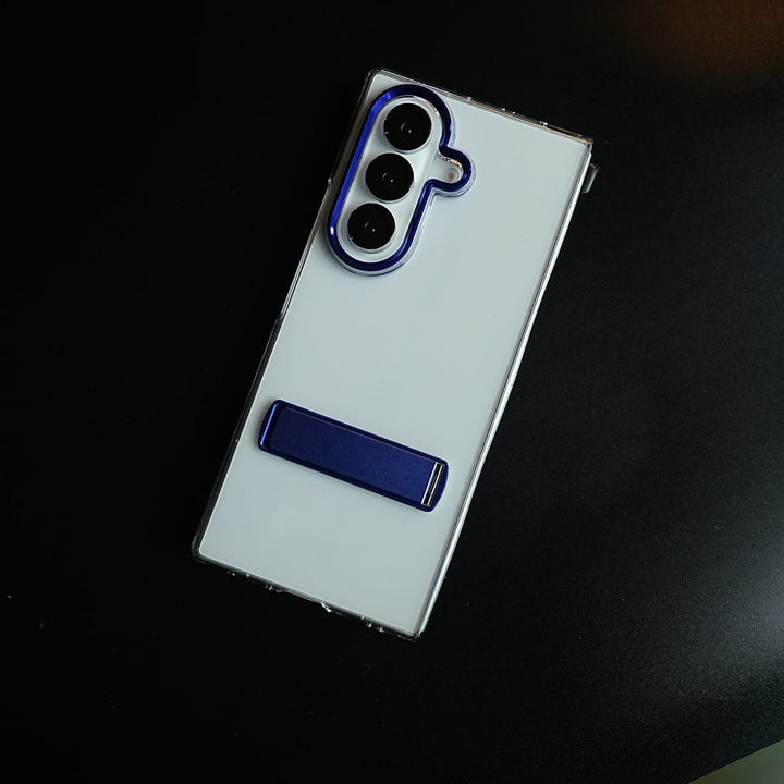 FRATO Fold 6 Collection Blue Premium Clear Transparent Case for Galaxy Z Fold 6 | Metal Stand &amp; Camera Protection