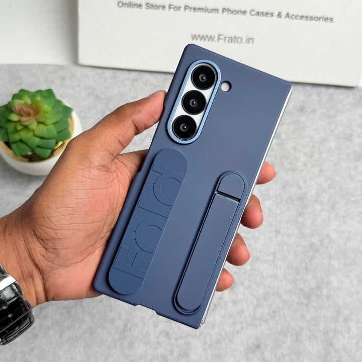 FRATO Fold 6 Collection Blue Samsung Galaxy Z Fold 6 High Quality Fashion  Stand Phone Case