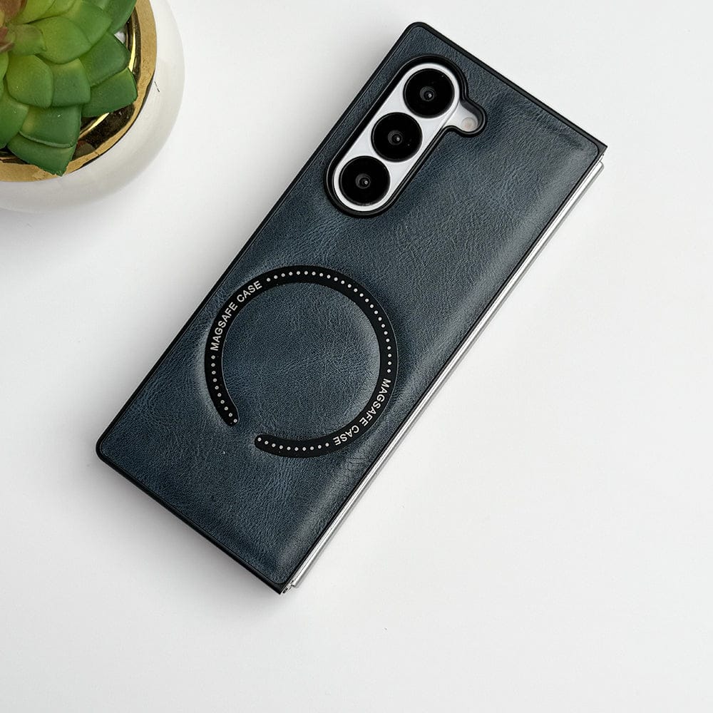 FRATO Fold 6 Collection Blue Samsung Galaxy Z Fold 6 MS Ring PU Leather Cover