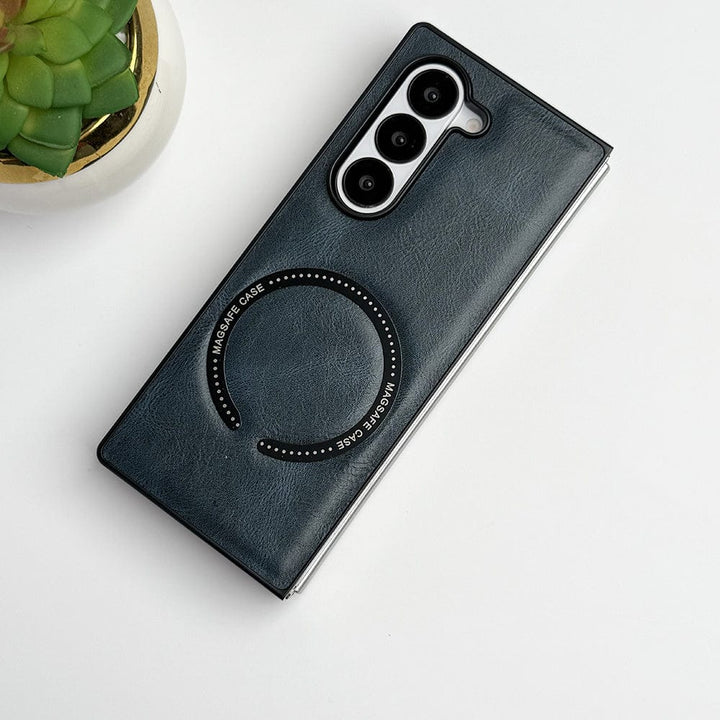 FRATO Fold 6 Collection Blue Samsung Galaxy Z Fold 6 MS Ring PU Leather Cover