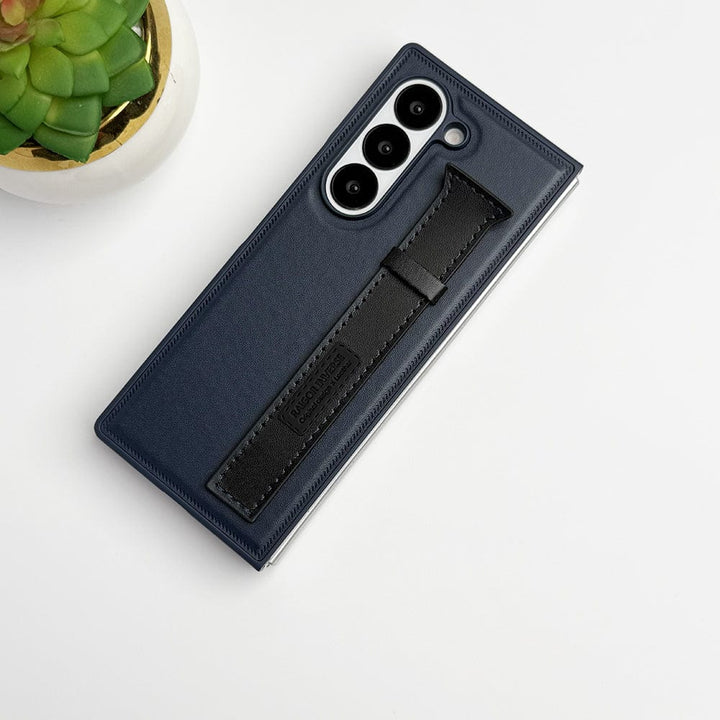 FRATO Fold 6 Collection Blue Samsung Galaxy Z fold 6 PU Leather Case With Strap Holder