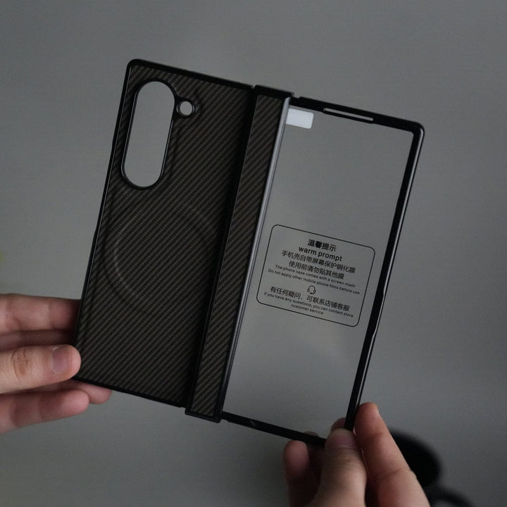 FRATO Fold 6 Collection Brown Galaxy Z Fold 6 Carbon Design MagSafe Cover | Hinge Protection | Front Glass Case