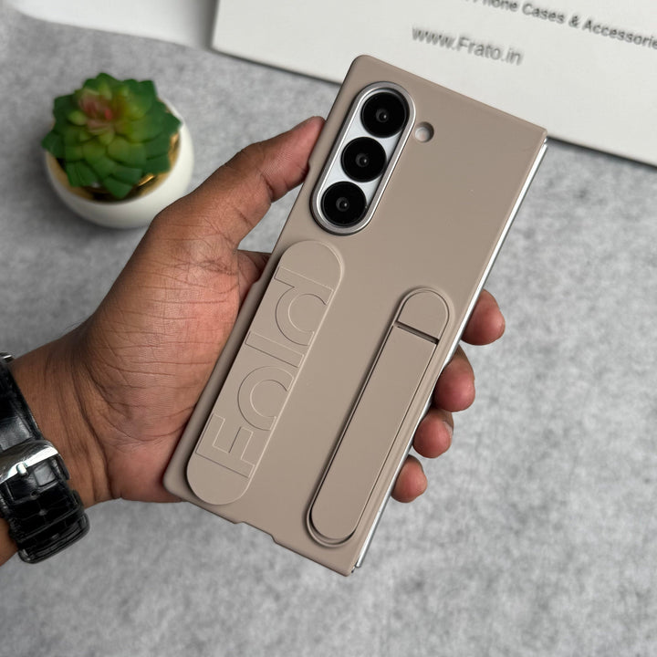 FRATO Fold 6 Collection Brown Samsung Galaxy Z Fold 6 High Quality Fashion  Stand Phone Case