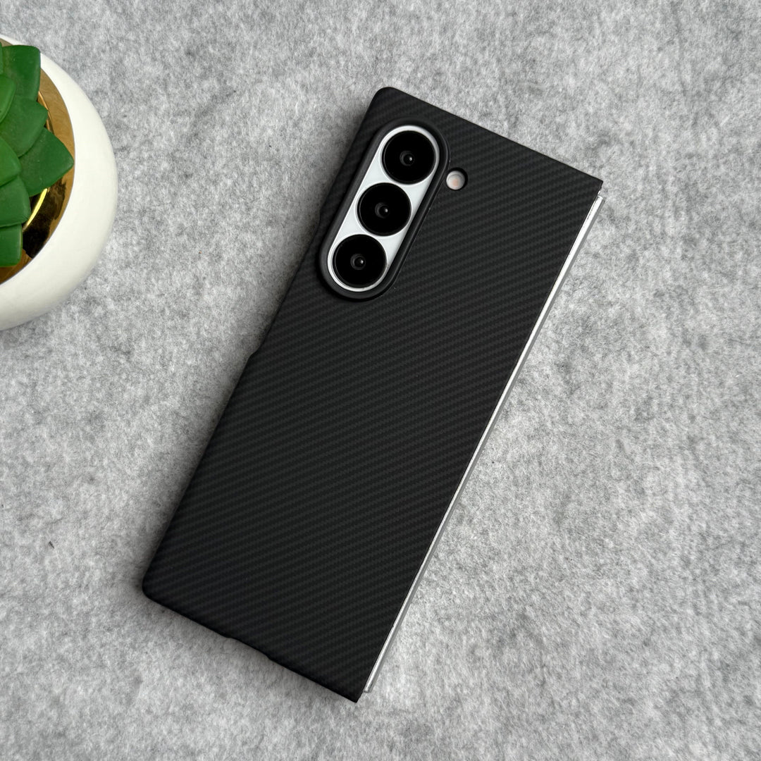 FRATO Fold 6 Collection Carbon Black Samsung Galaxy Z Fold 6 Small Carbon Line Pattern Case Cover
