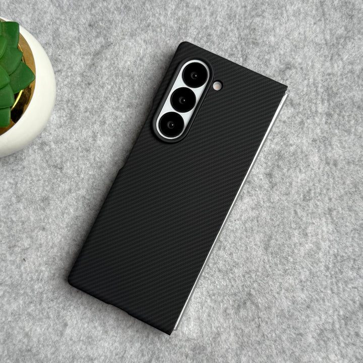 FRATO Fold 6 Collection Carbon Black Samsung Galaxy Z Fold 6 Small Carbon Line Pattern Case Cover