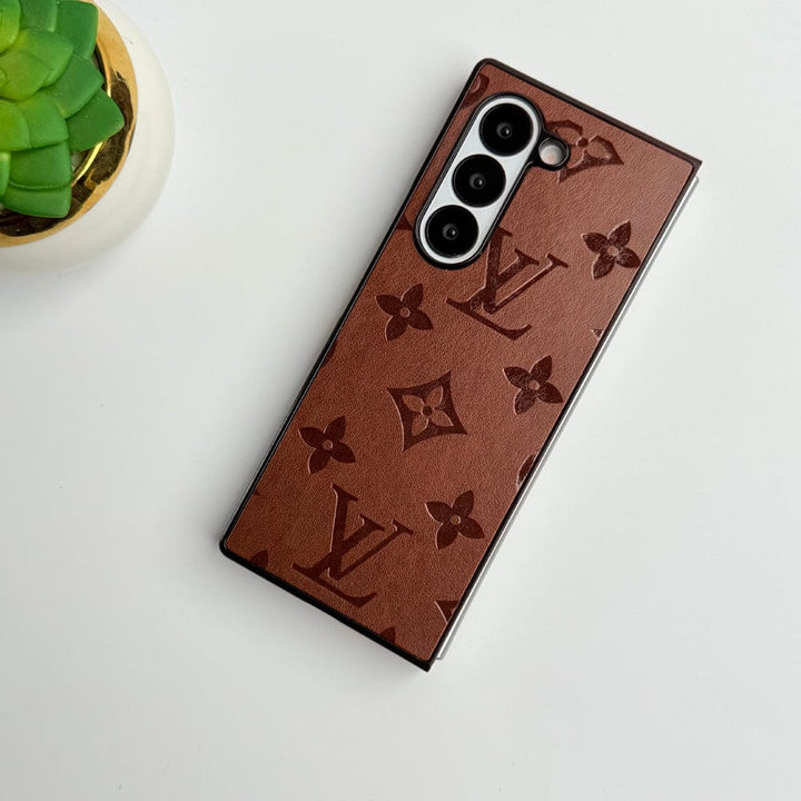 FRATO Fold 6 Collection Dark Coffee Brown Samsung Galaxy Z Fold 6 Luxury PU Leather Fashion Brand Case Cover