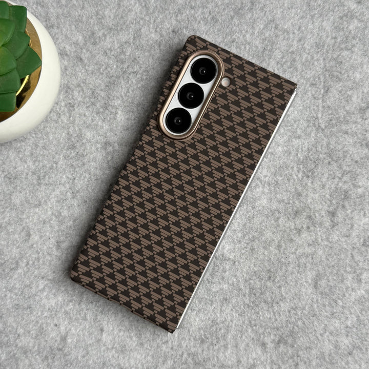 FRATO Fold 6 Collection Desert Brown Samsung Galaxy Z Fold 6 Small Geometric Triangle Pattern Case Cover