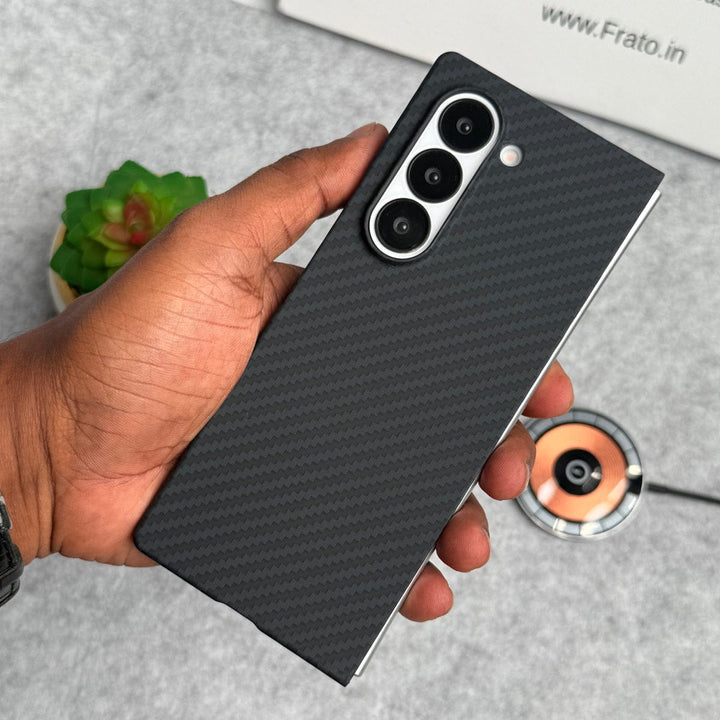 FRATO Fold 6 Collection Design 1 Samsung Galaxy Z Fold 6 Carbon Fiber Texture Aramid Design Hard Pc MagSafe Case Cover