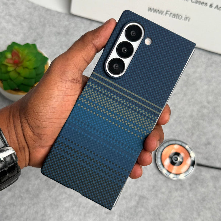 FRATO Fold 6 Collection Design 2 Samsung Galaxy Z Fold 6 Carbon Fiber Texture Aramid Design Hard Pc MagSafe Case Cover
