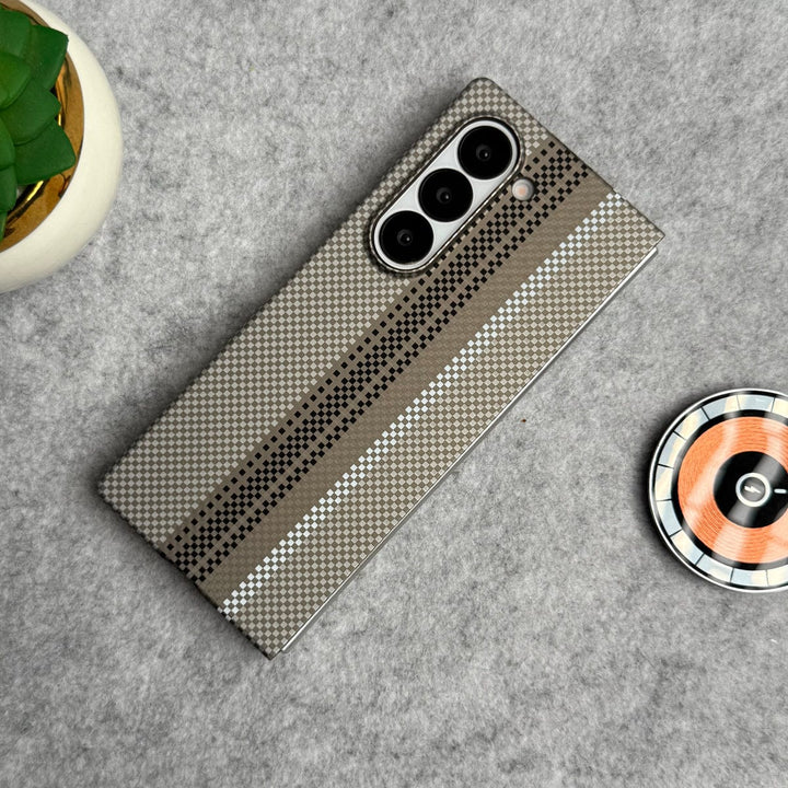 FRATO Fold 6 Collection Design 5 Samsung Galaxy Z Fold 6 Carbon Fiber Texture Aramid Design Hard Pc MagSafe Case Cover