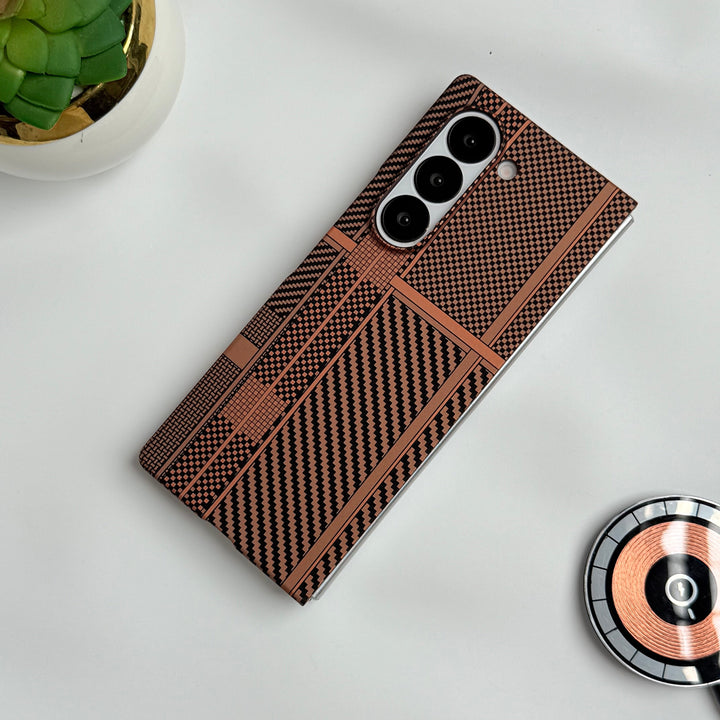 FRATO Fold 6 Collection Design 6 Samsung Galaxy Z Fold 6 Carbon Fiber Texture Aramid Design Hard Pc MagSafe Case Cover