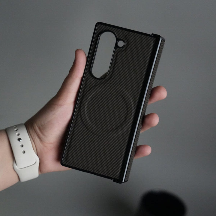 FRATO Fold 6 Collection Galaxy Z Fold 6 Carbon Design MagSafe Cover | Hinge Protection | Front Glass Case