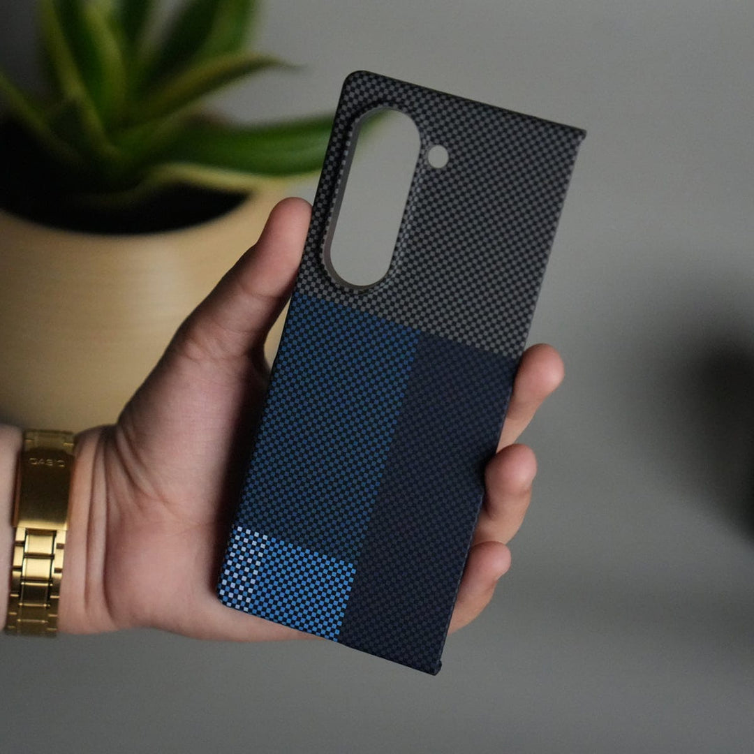 FRATO Fold 6 Collection Galaxy Z Fold 6 Carbon Fiber Texture Aramid Design Hard Pc MagSafe Cover | BlueMix Design