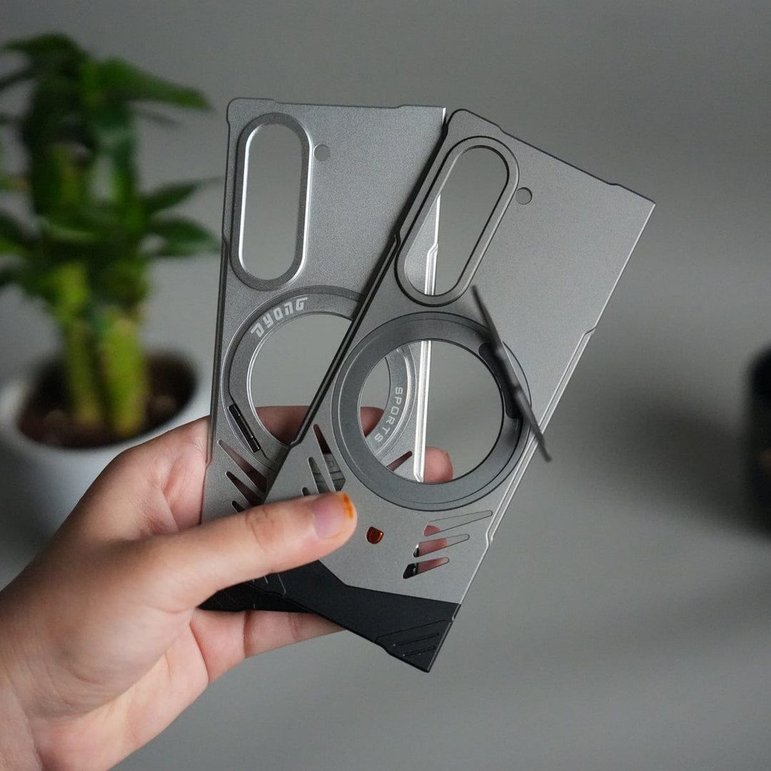 FRATO Fold 6 Collection Galaxy Z Fold 6 Magnetic Aluminum Alloy Metal Rimless Frame Heat Dissipation Stand Phone Case