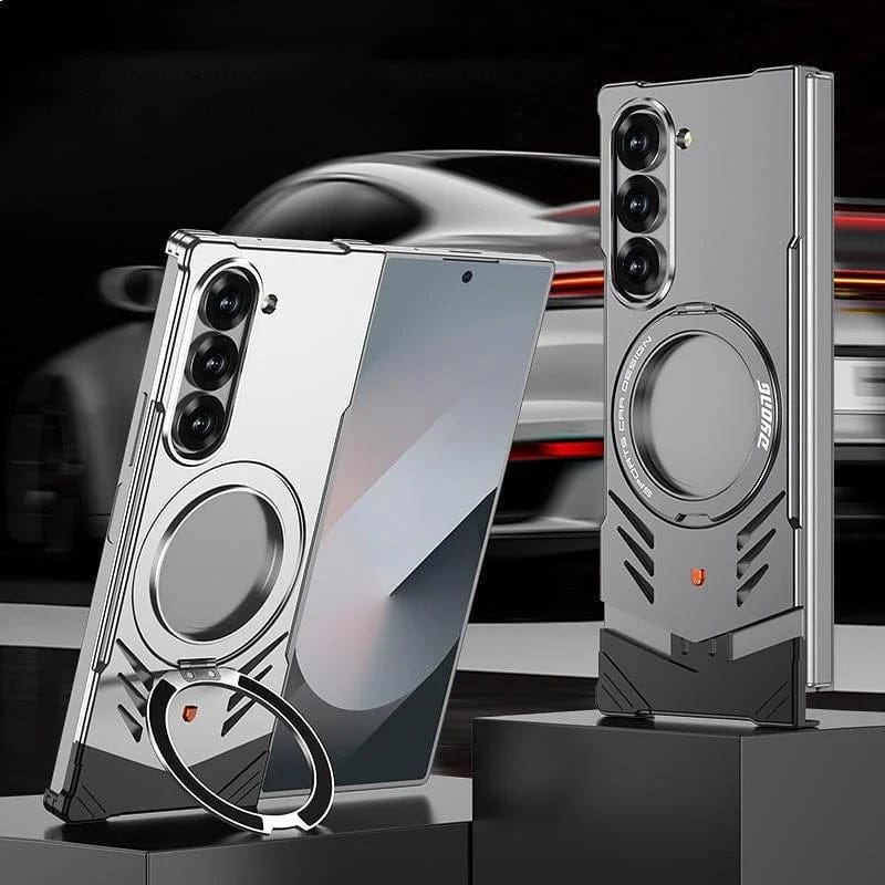 FRATO Fold 6 Collection Galaxy Z Fold 6 Magnetic Aluminum Alloy Metal Rimless Frame Heat Dissipation Stand Phone Case