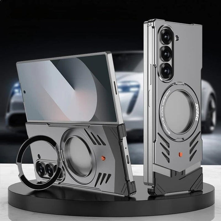 FRATO Fold 6 Collection Galaxy Z Fold 6 Magnetic Aluminum Alloy Metal Rimless Frame Heat Dissipation Stand Phone Case