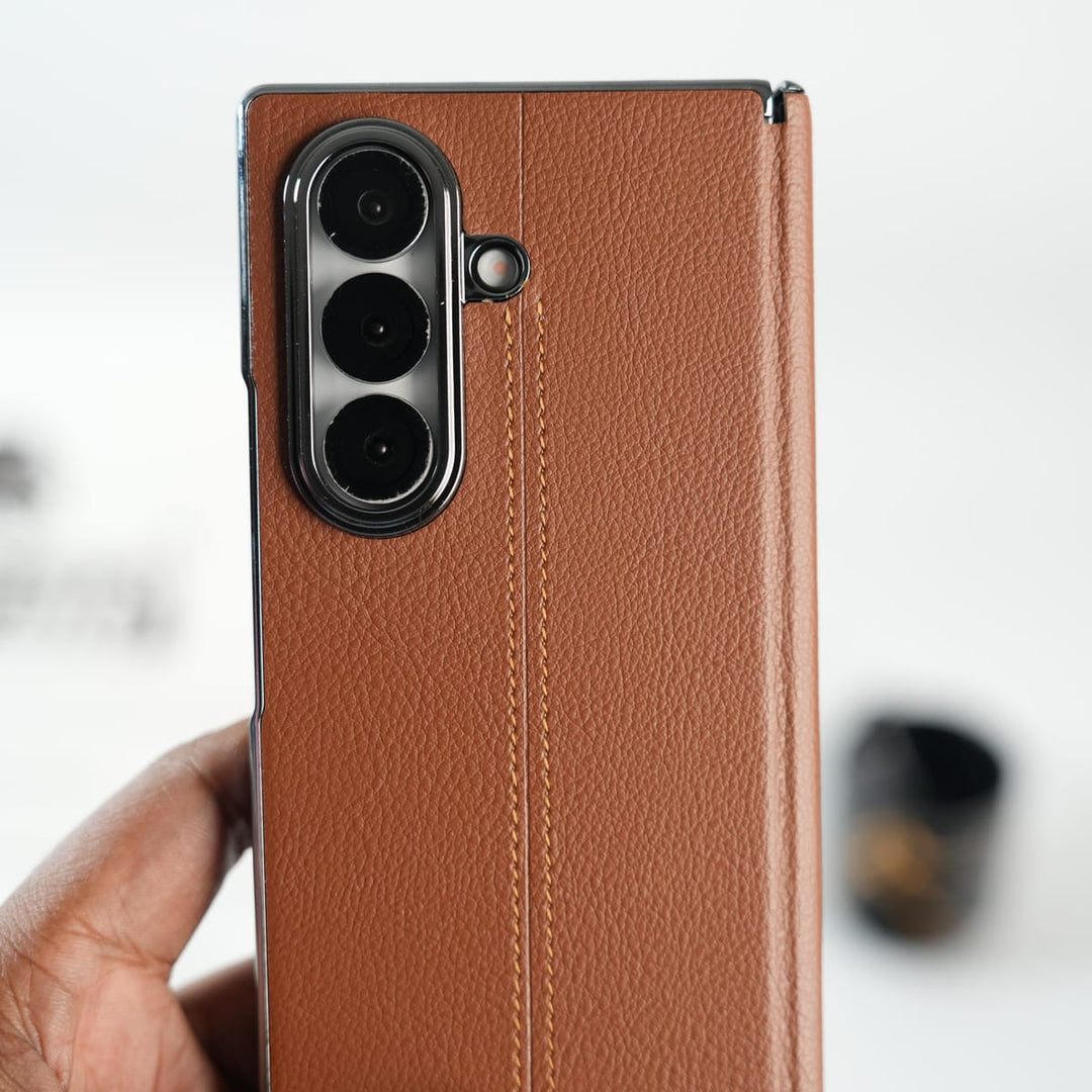 FRATO Fold 6 Collection Galaxy Z Fold 6 Premium Leather Middle Stitch Case | Slim Protective Cover