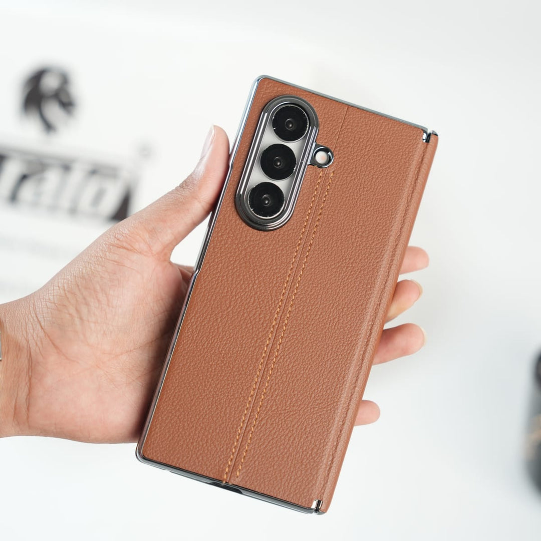 FRATO Fold 6 Collection Galaxy Z Fold 6 Premium Leather Middle Stitch Case | Slim Protective Cover