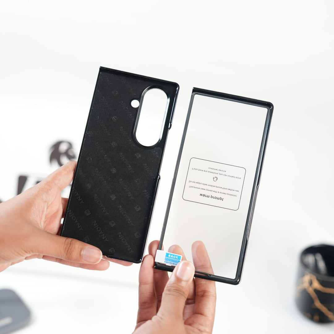 FRATO Fold 6 Collection Galaxy Z Fold 6 Ultra PU Leather Chrome Side Case With Ring Metal Stand