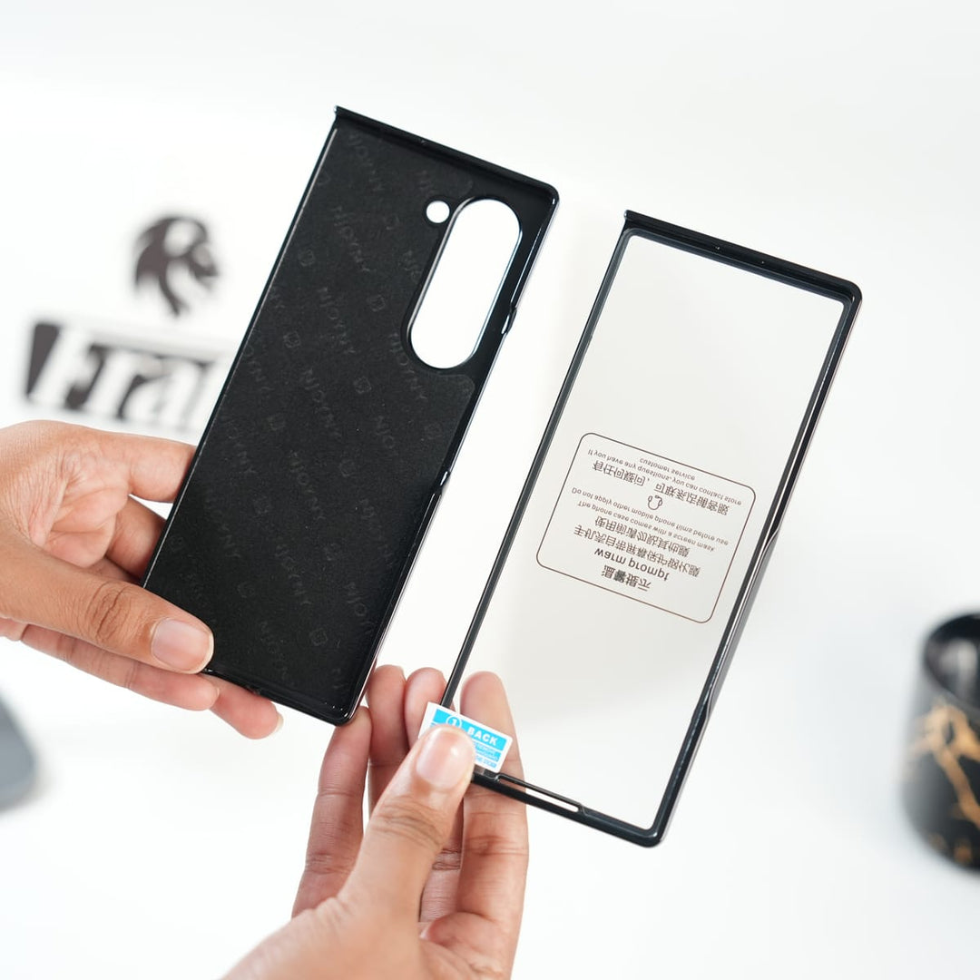 FRATO Fold 6 Collection Galaxy Z Fold 6 Ultra PU Leather Chrome Side Case With Ring Metal Stand