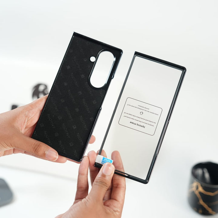 FRATO Fold 6 Collection Galaxy Z Fold 6 Ultra PU Leather Chrome Side Case With Ring Metal Stand