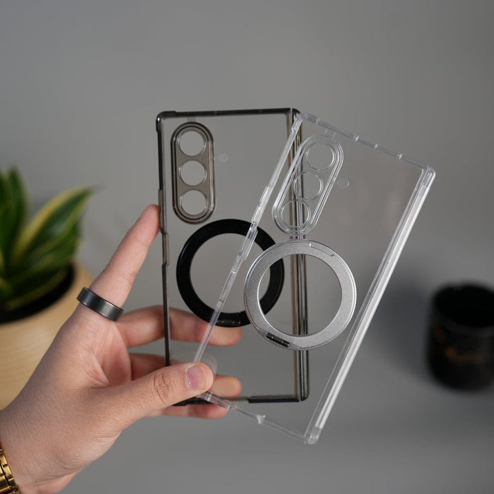 FRATO Fold 6 Collection Galaxy Z Fold 7 Transparent Case with Ring Stand | Clear Shockproof Cover