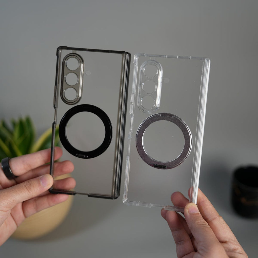 FRATO Fold 6 Collection Galaxy Z Fold 7 Transparent Case with Ring Stand | Clear Shockproof Cover