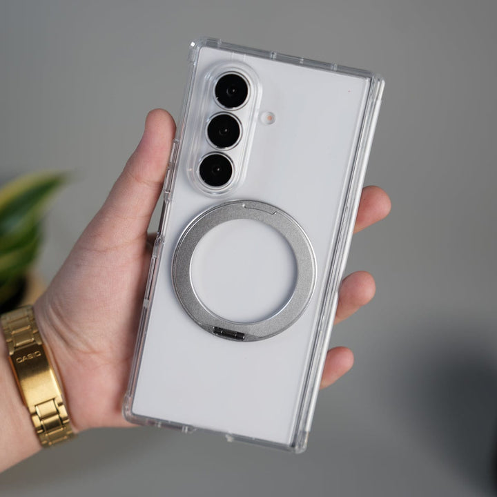 FRATO Fold 6 Collection Galaxy Z Fold 7 Transparent Case with Ring Stand | Clear Shockproof Cover