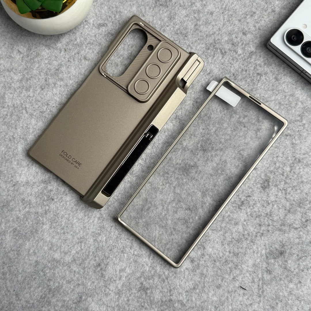 FRATO Fold 6 Collection Golden Samsung Galaxy Z Fold 6 GKK Camera Protection Slider Magnetic Hinge Front Glass Protective Cover