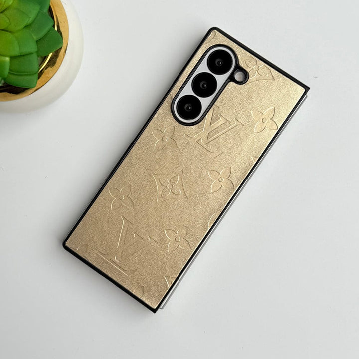 FRATO Fold 6 Collection Golden Samsung Galaxy Z Fold 6 Luxury PU Leather Fashion Brand Case Cover