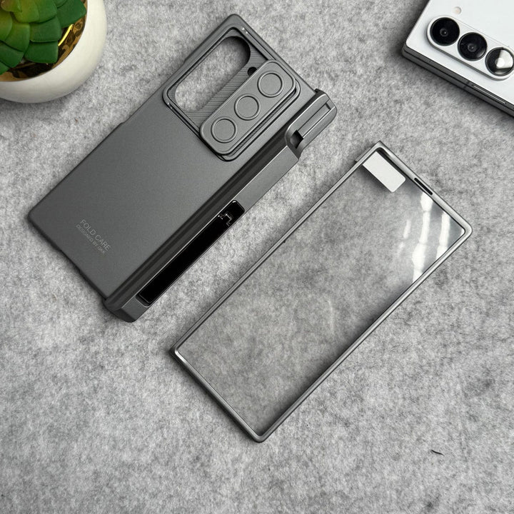FRATO Fold 6 Collection Gray Samsung Galaxy Z Fold 6 GKK Camera Protection Slider Magnetic Hinge Front Glass Protective Cover
