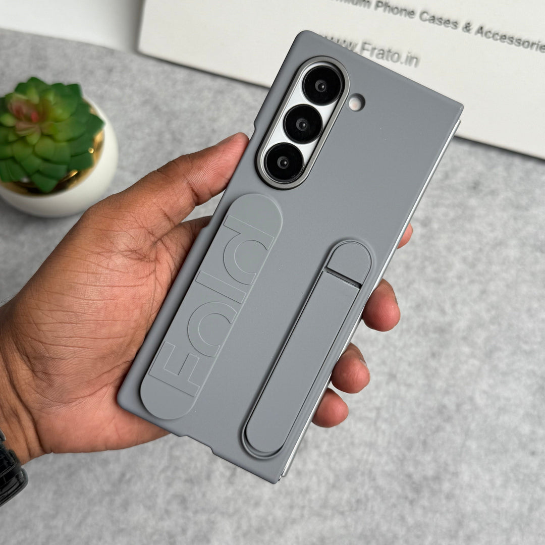 FRATO Fold 6 Collection Gray Samsung Galaxy Z Fold 6 High Quality Fashion  Stand Phone Case