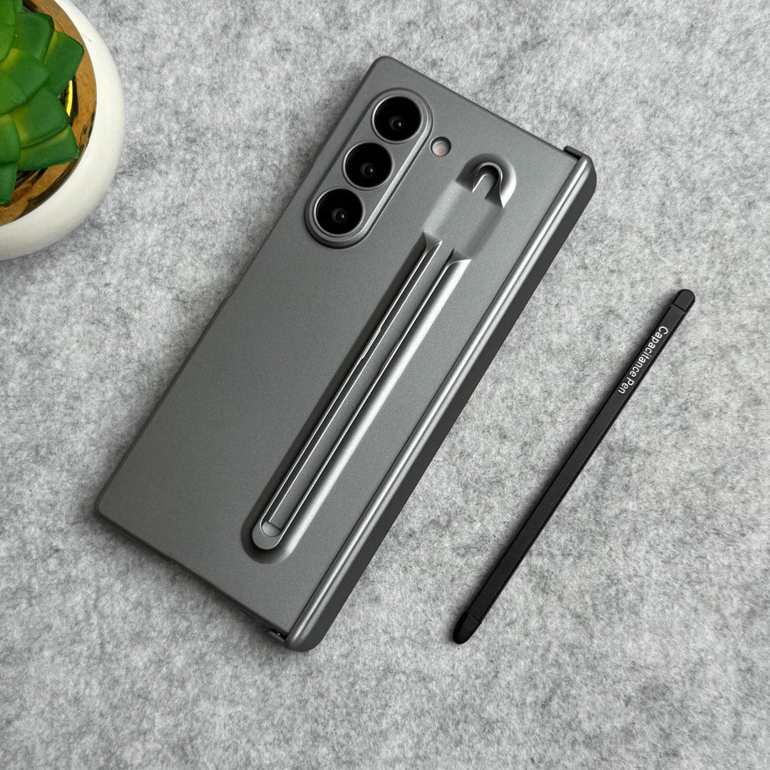 FRATO Fold 6 Collection Gray Samsung Galaxy Z Fold 6 Metal S-Pen front Glass Protection Hinge Case Folding Cover