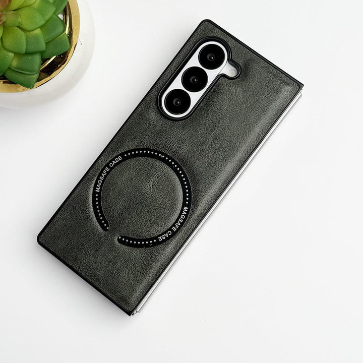 FRATO Fold 6 Collection Gray Samsung Galaxy Z Fold 6 MS Ring PU Leather Cover