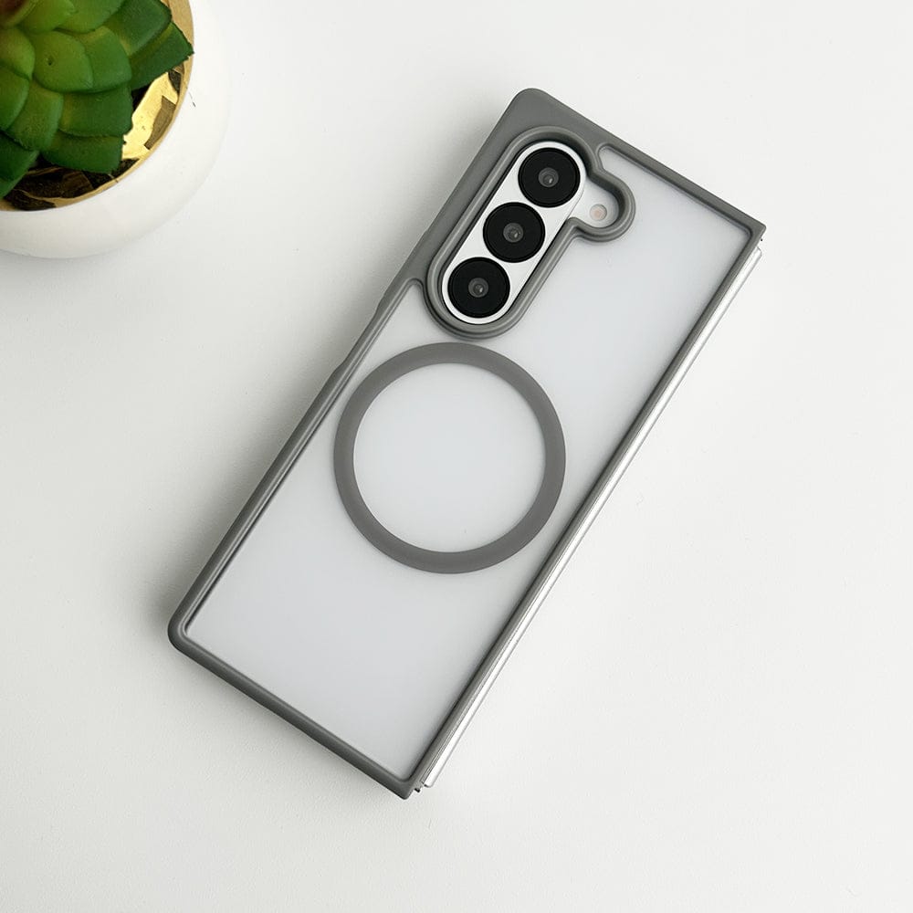 FRATO Fold 6 Collection Gray Samsung Galaxy Z Fold 6 Smoke Frosted Case With Magnetic Charging Ring