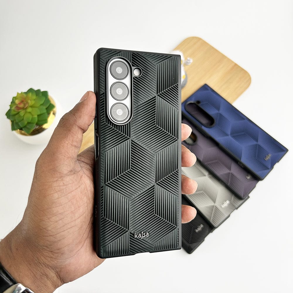 FRATO Fold 6 Collection Green 3D Cube Design Samsung Galaxy Z Fold 6 Slim Rubberize 3D Cube Pattern Cover