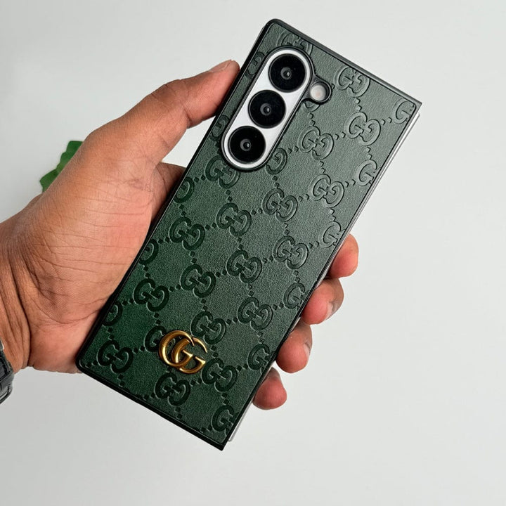 FRATO Fold 6 Collection Green Samsung Galaxy Z fold 6 Luxury GG Fashion Leather Brand Case Cover