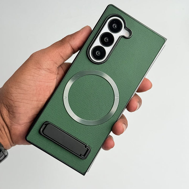FRATO Fold 6 Collection Green Samsung Galaxy Z Fold 6 PU Leather MS Ring Kick Stand Cover