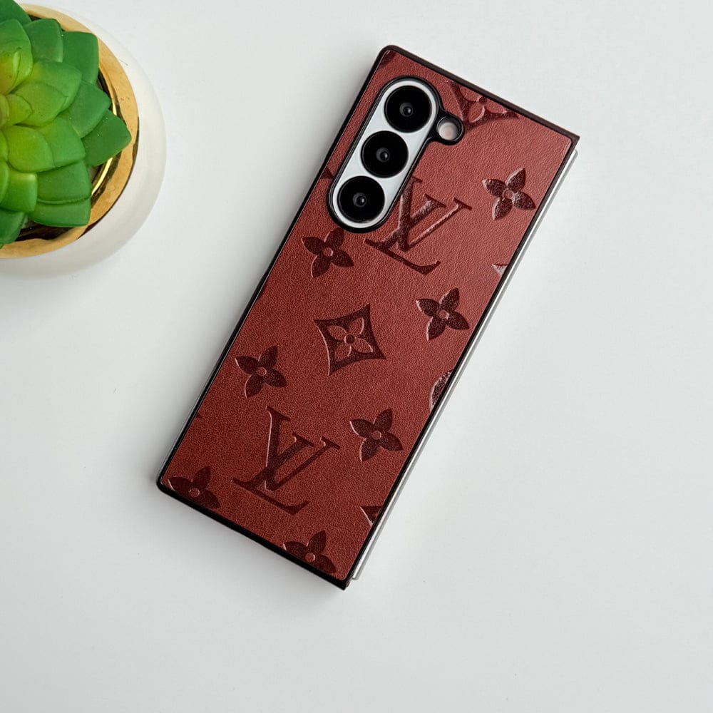 FRATO Fold 6 Collection Light Brown Samsung Galaxy Z Fold 6 Luxury PU Leather Fashion Brand Case Cover