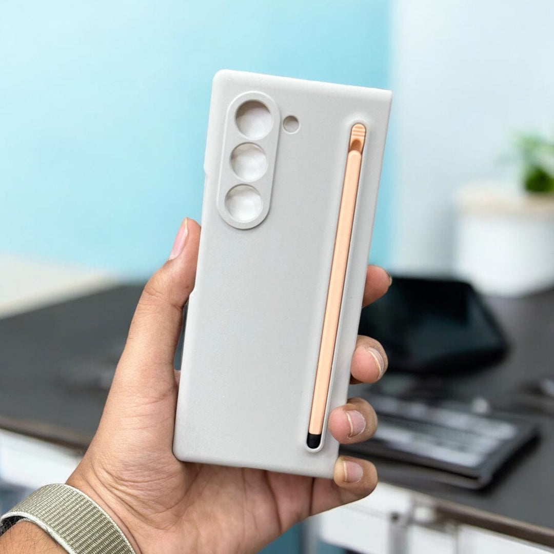 FRATO Fold 6 Collection Light Grey Samsung Galaxy Z Fold 6 Slim Pen Slot Ultra Thin PC Protective Cover