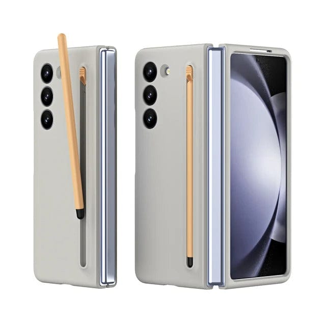 FRATO Fold 6 Collection Light Grey Samsung Galaxy Z Fold 6 Touch Pen Slim Pen Slot Ultra Thin PC Protective Phone Cover