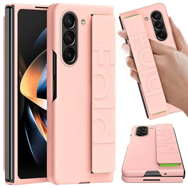 FRATO Fold 6 Collection Peach Samsung Galaxy Z Fold 6 Silk Hard Shell Strap Holder Case