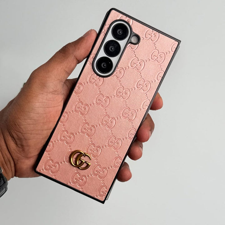 FRATO Fold 6 Collection Pink Samsung Galaxy Z fold 6 Luxury GG Fashion Leather Brand Case Cover