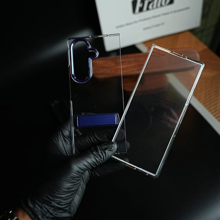 FRATO Fold 6 Collection Premium Clear Transparent Case for Galaxy Z Fold 6 | Metal Stand &amp; Camera Protection