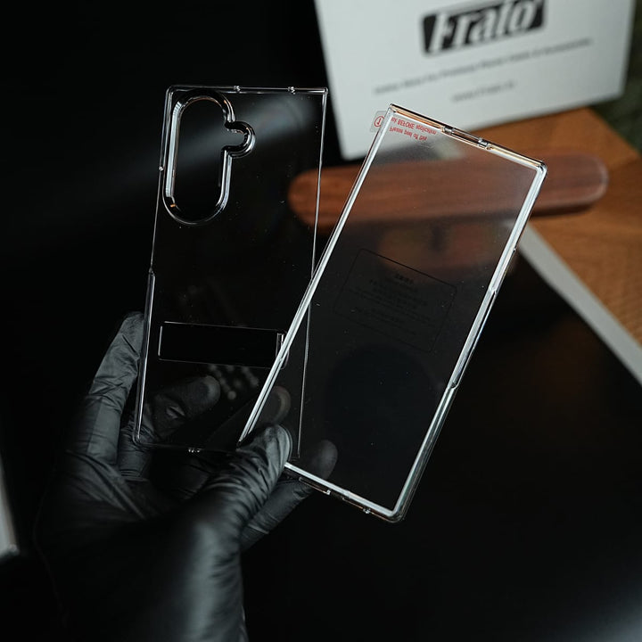 FRATO Fold 6 Collection Premium Clear Transparent Case for Galaxy Z Fold 6 | Metal Stand &amp; Camera Protection