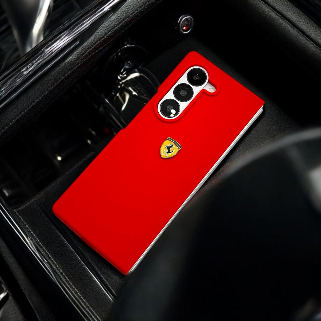 FRATO Fold 6 Collection Red Samsung Galaxy Z Fold 6 Matte Finish FR Sports Car Logo Design Case Cover